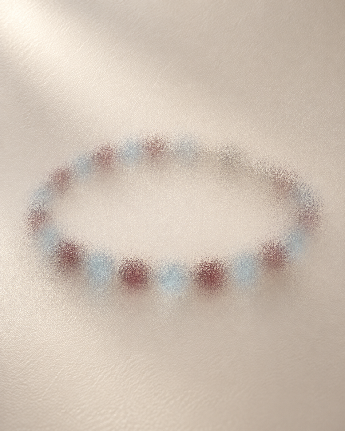 Frosted study of faint wine-red and ice-blue colour